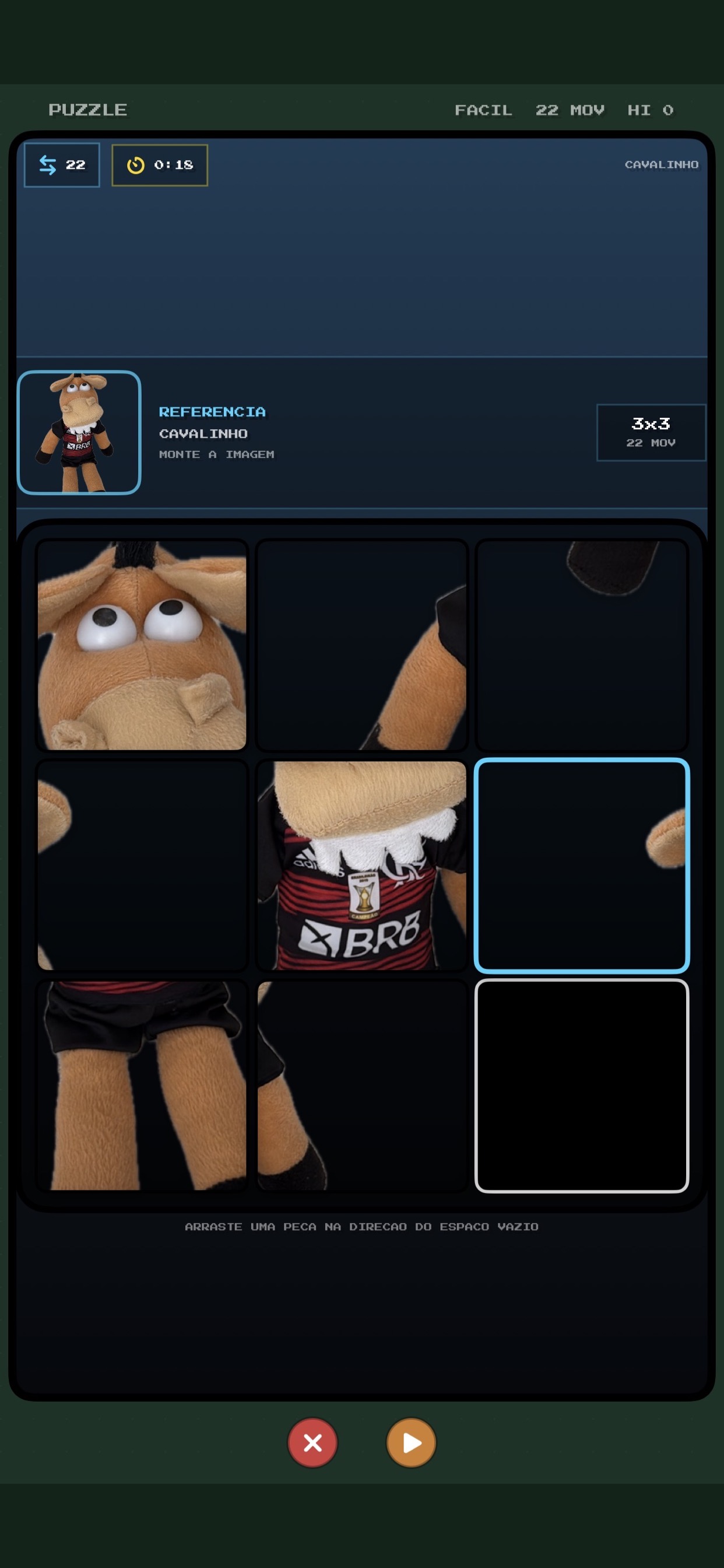 Tela de puzzle com imagem do pet do Anima PlayDEX